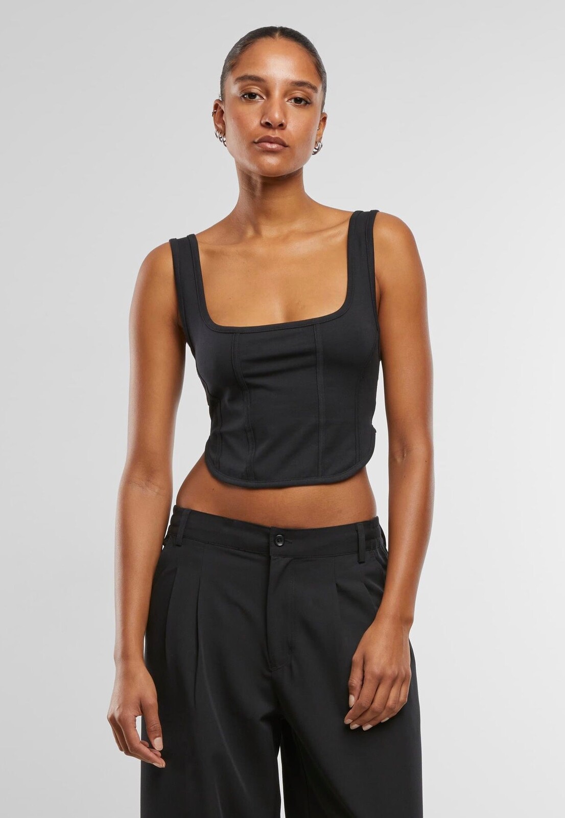 Urban Classics - Ladies Jersey Corsage Black - Top - black - L - Jersey