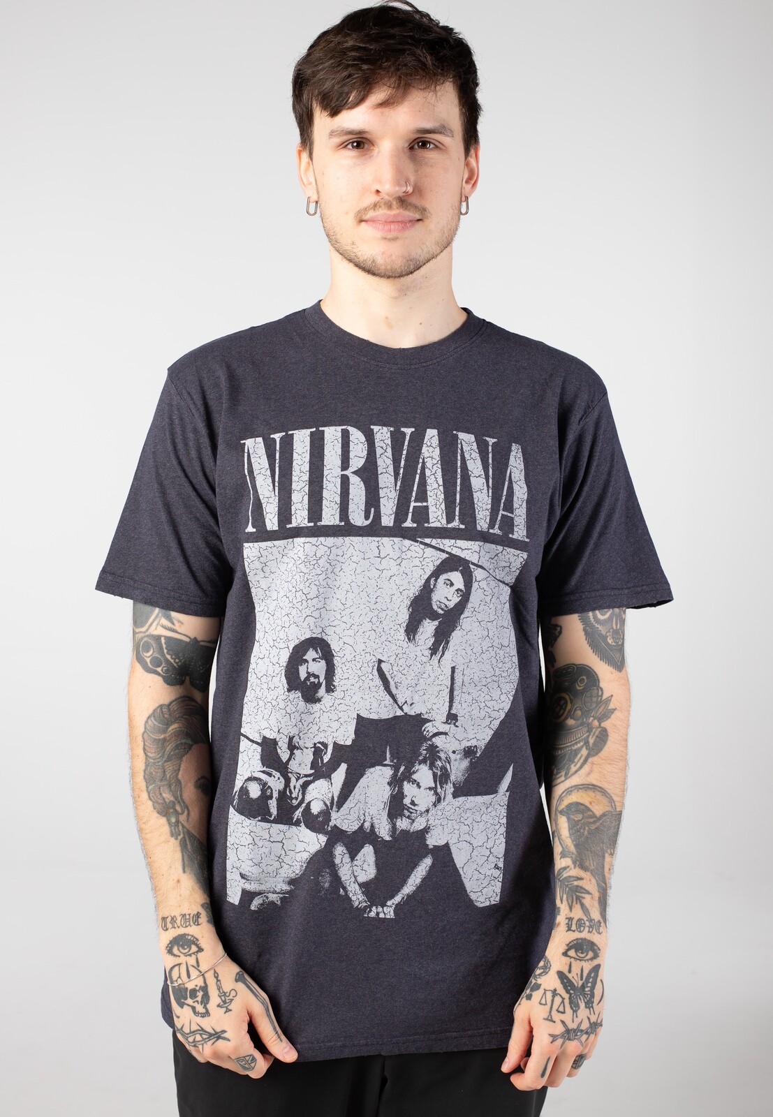 Nirvana - Distressed Sitting - T-Shirt - black - L - Jersey