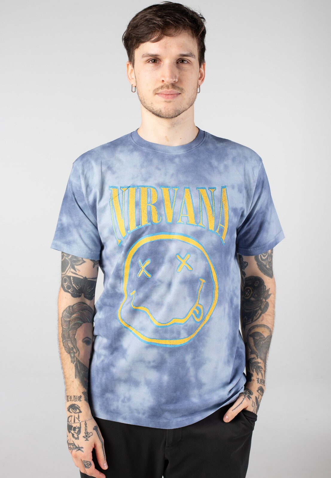Nirvana - Happy Face Blue Stroke - T-Shirt - blue - L - Jersey