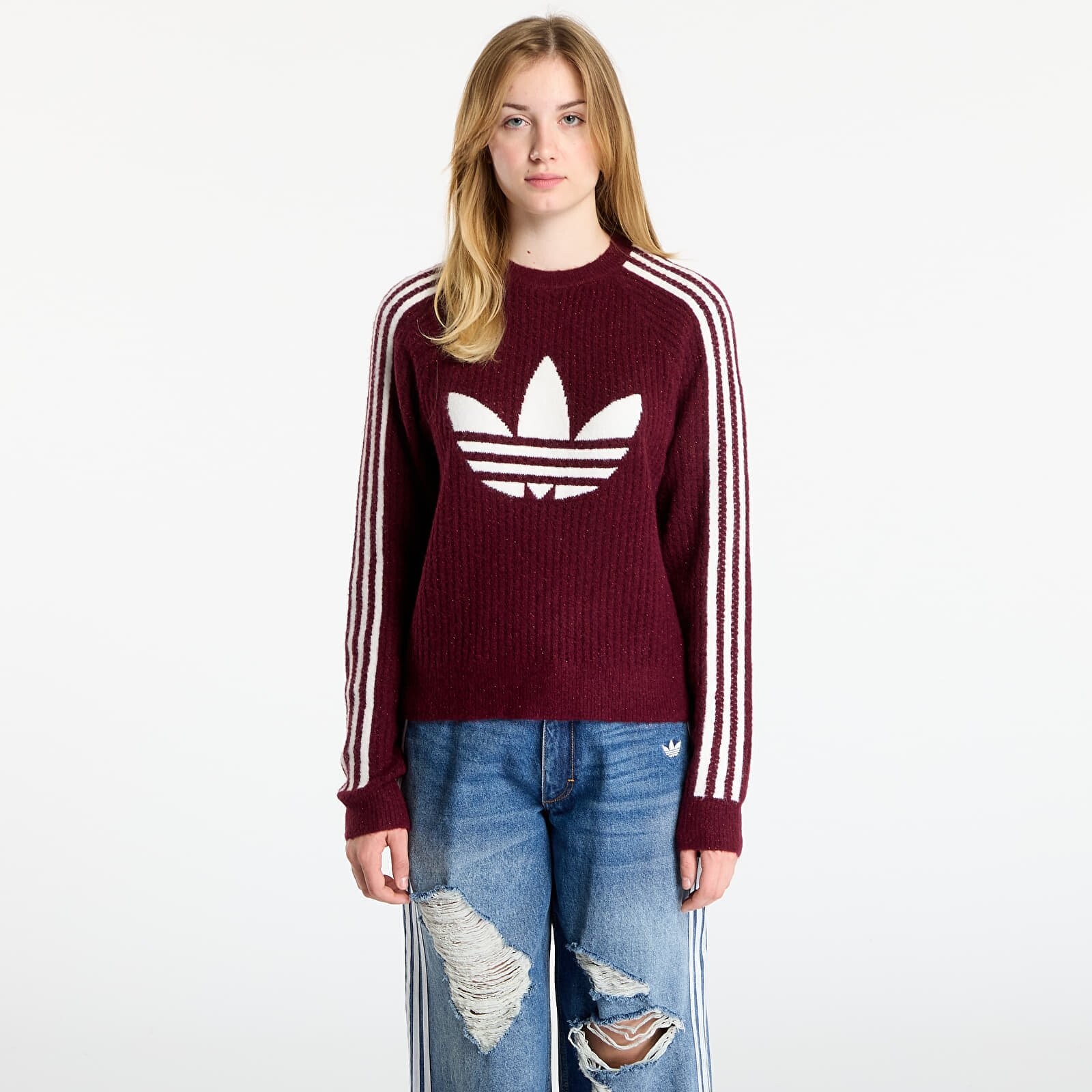 Sweater adidas Lurex Knit Crew Maroon M