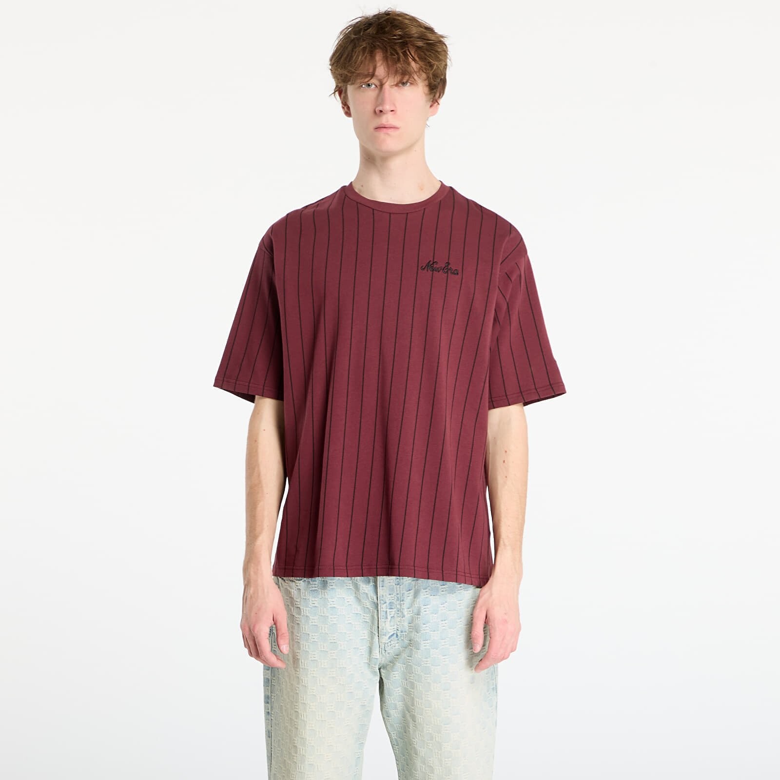T-shirt New Era Pinstripe Os Tee UNISEX Frosted Burgundy XL
