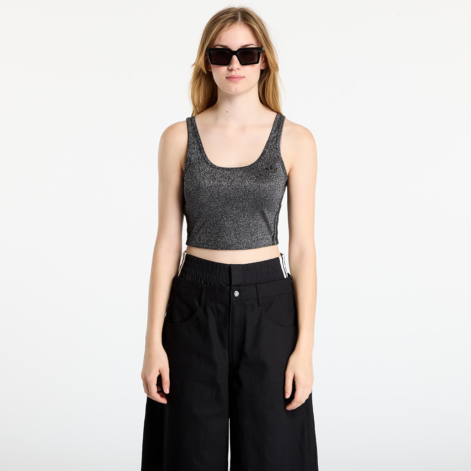 adidas Lurex Bralet Black/ Silver Metallic M