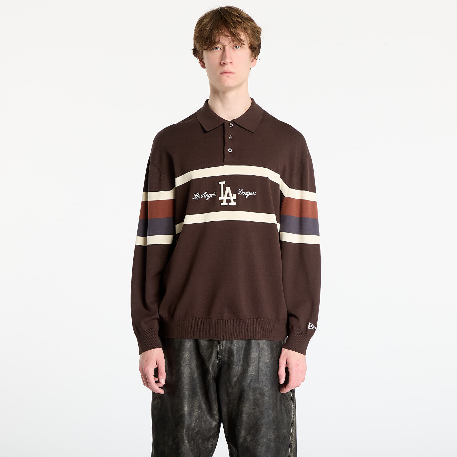 Sweater New Era MLB LA Dodgers Knit Rugby Shirt UNISEX Brown M