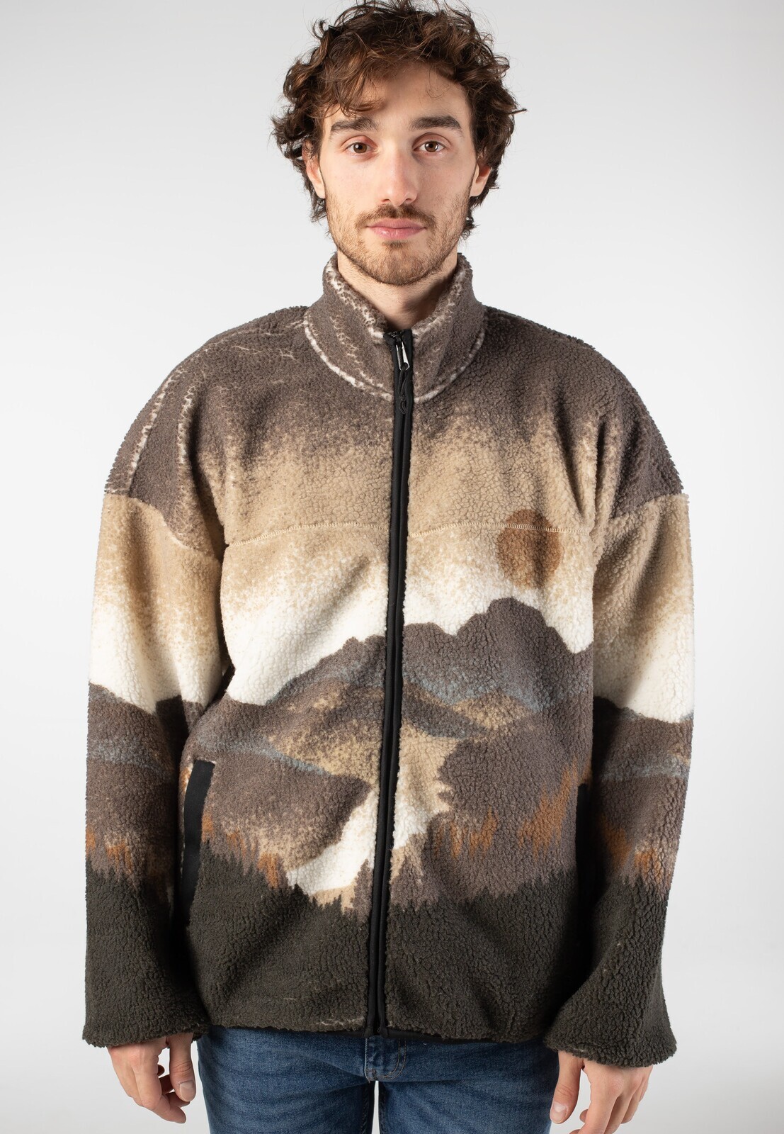 Only & Sons - Blaze AOP Full Zip High Neck Cinder - Jacket - brown - L - Fleece