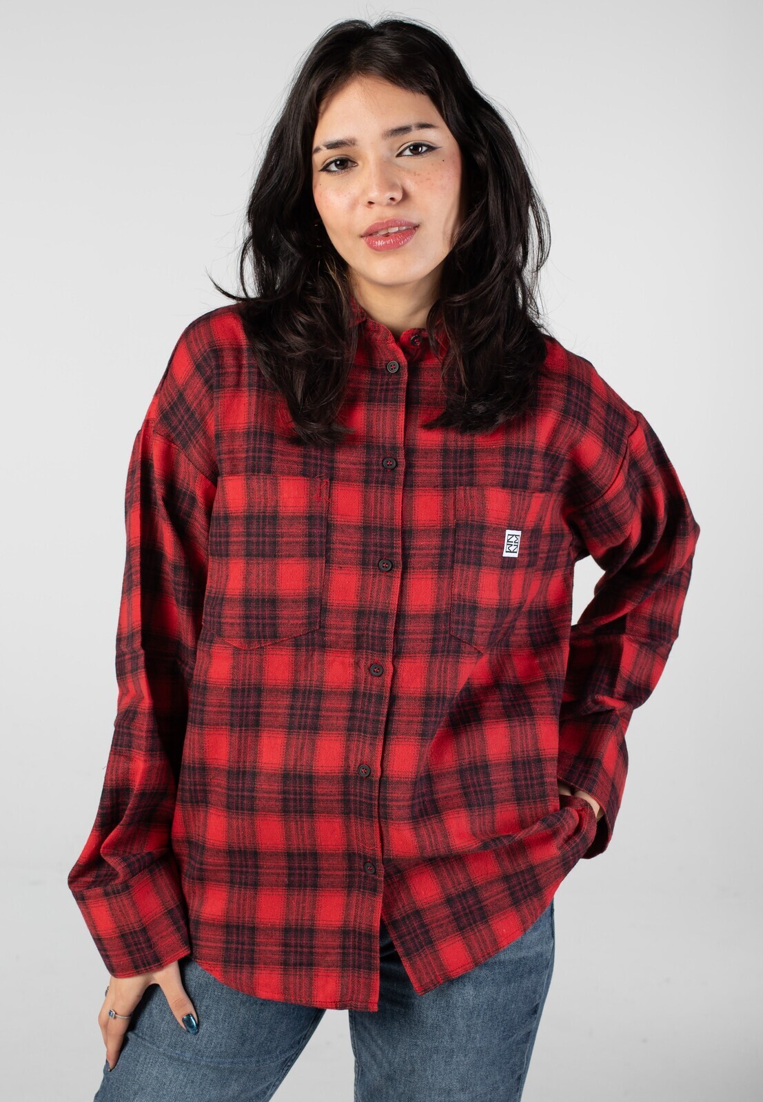 Noisy May - Frida Flannel Urban Red/Black - Shirt - red - L - 80% Polyester, 20% Cotton,Flanell