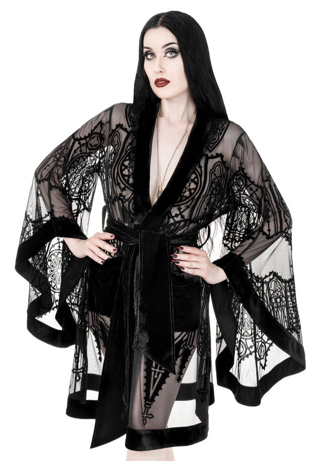 Restyle - Cathedralis Sheer Black - Cloak - black - L - 95% Polyester, 5% Elastane,90% Nylon, 10% Elastane,Velvet