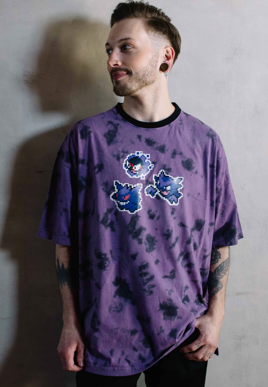 Pokémon - Ghost Tie-Dye Purple Oversized - T-Shirt - multicolored - M - 100% Cotton,Jersey