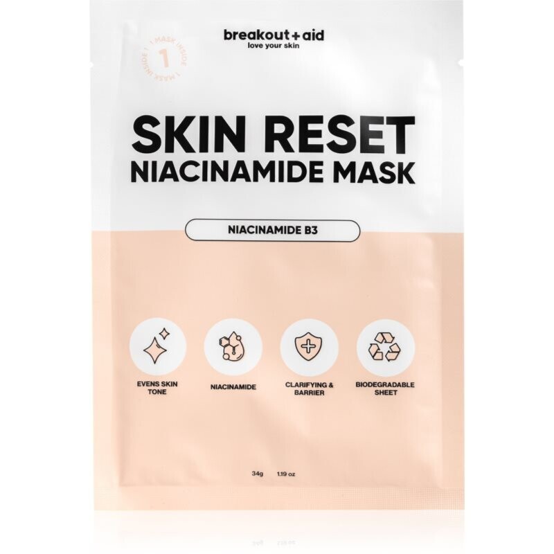 breakout + aid Skin Reset Niacinamide Mask sheet mask with niacinamide 34 g