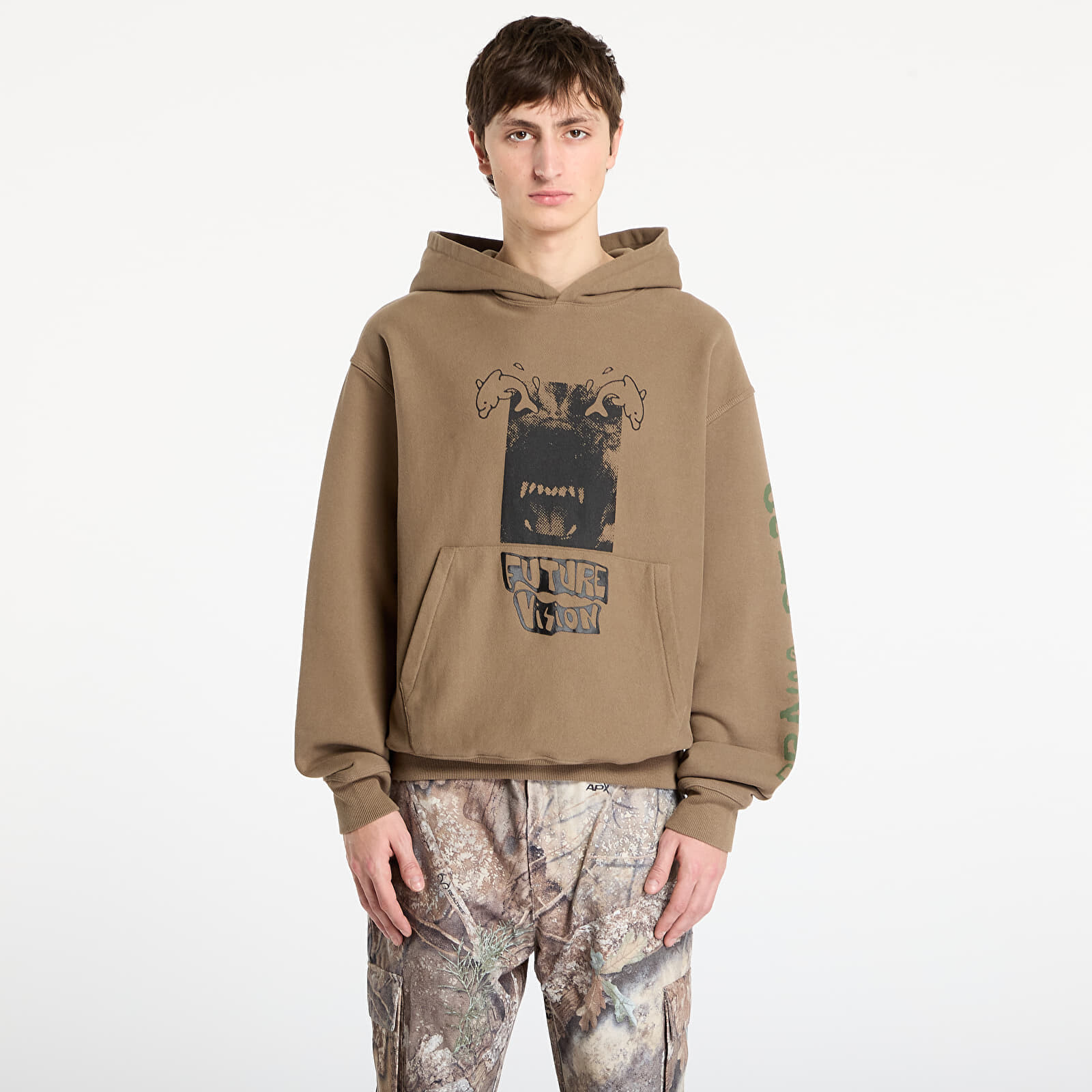 Sweatshirt Brain Dead Future Vision Hoodie Coffee XXL