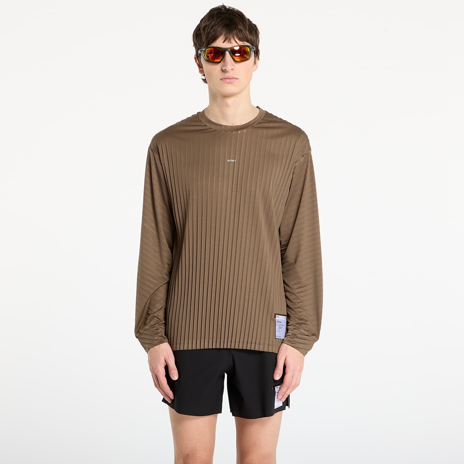 T-shirt Satisfy AuraLite Pleated Long Tee Olive M