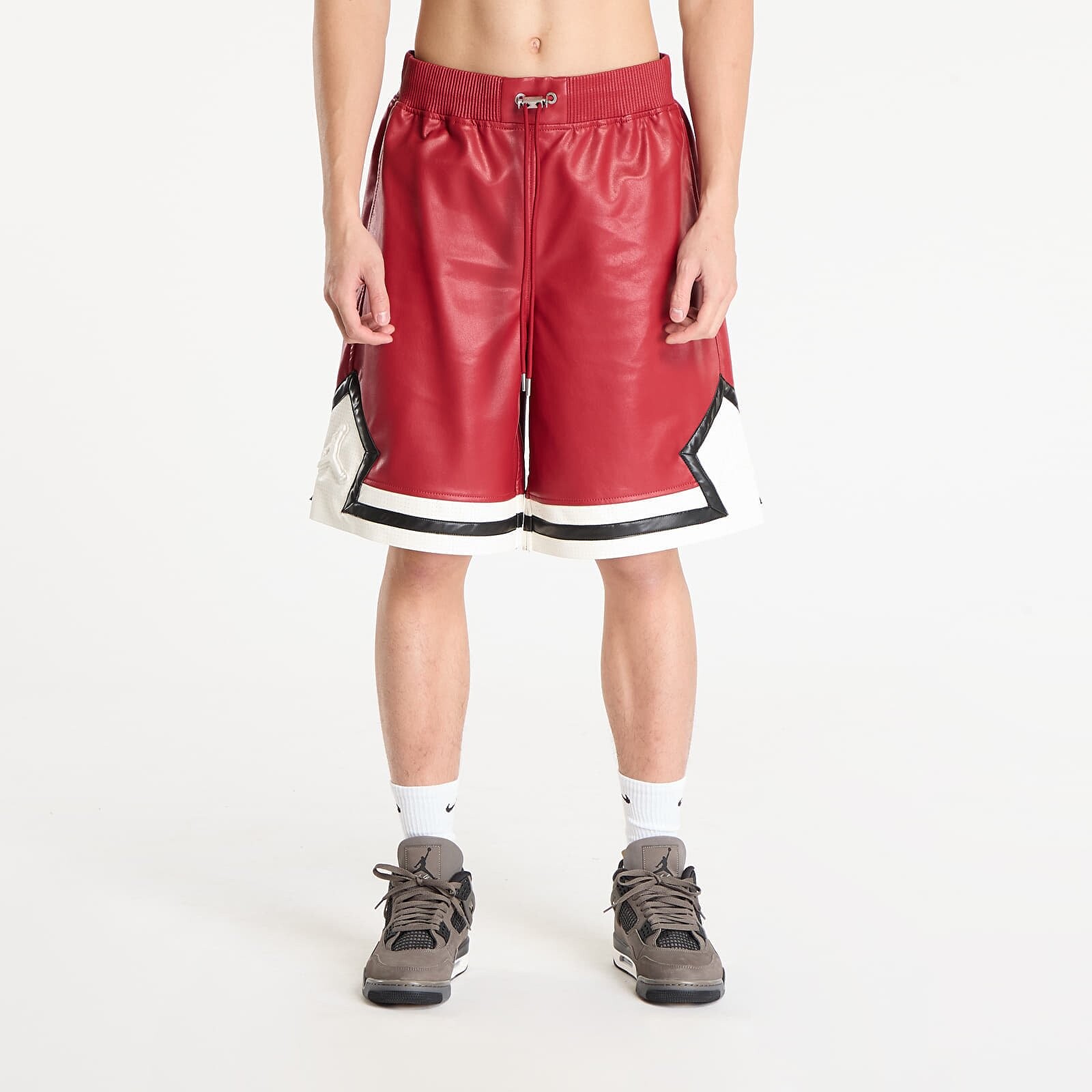 Air Jordan Men's Faux Leather Shorts Wings Jrdn Red/ Sail/ Sierra Red M