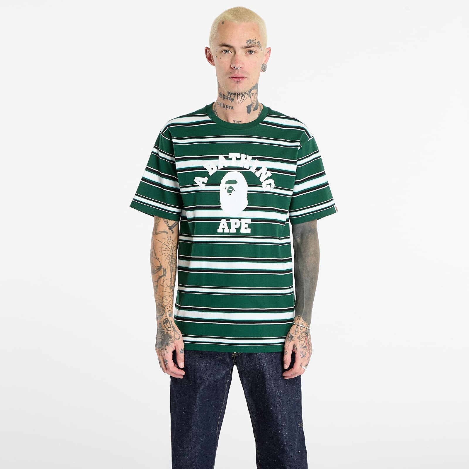 T-shirt A BATHING APE College Stripe Tee Green XXL