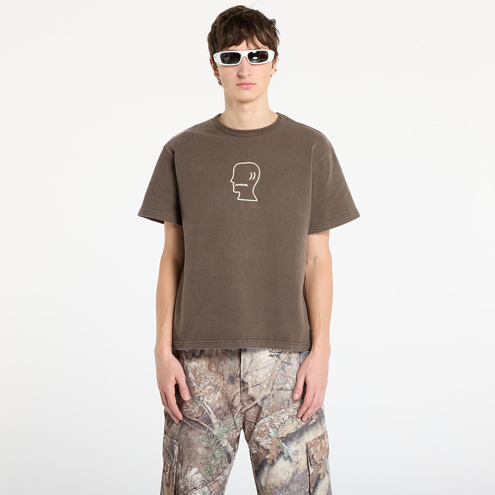 T-shirt Brain Dead Heavyweight 3D Embroidery Logohead T-Shirt Brown M