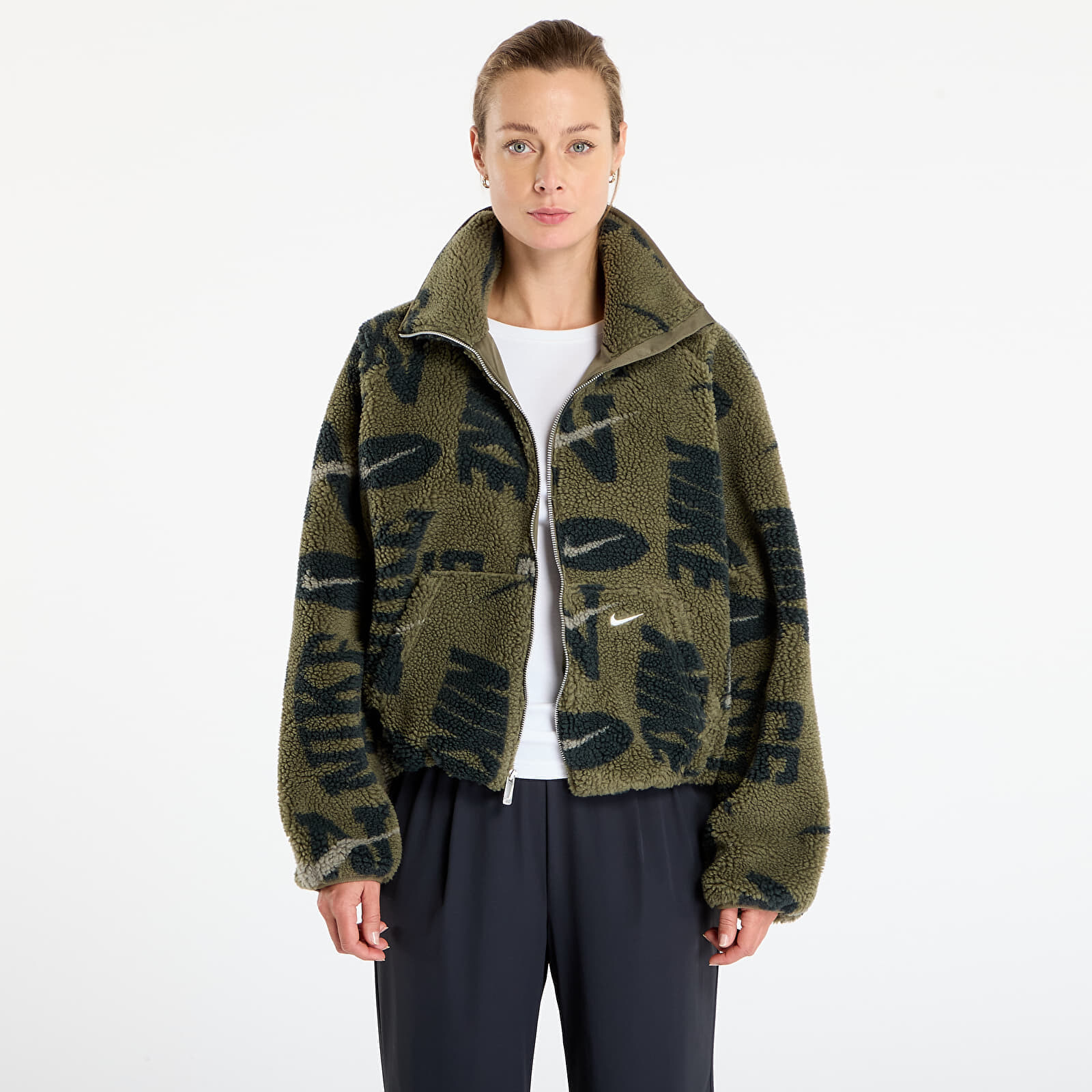Jacket Nike Sportswear Women's High-Pile Fleece Jacket Medium Olive/ Medium Olive/ Sail XL