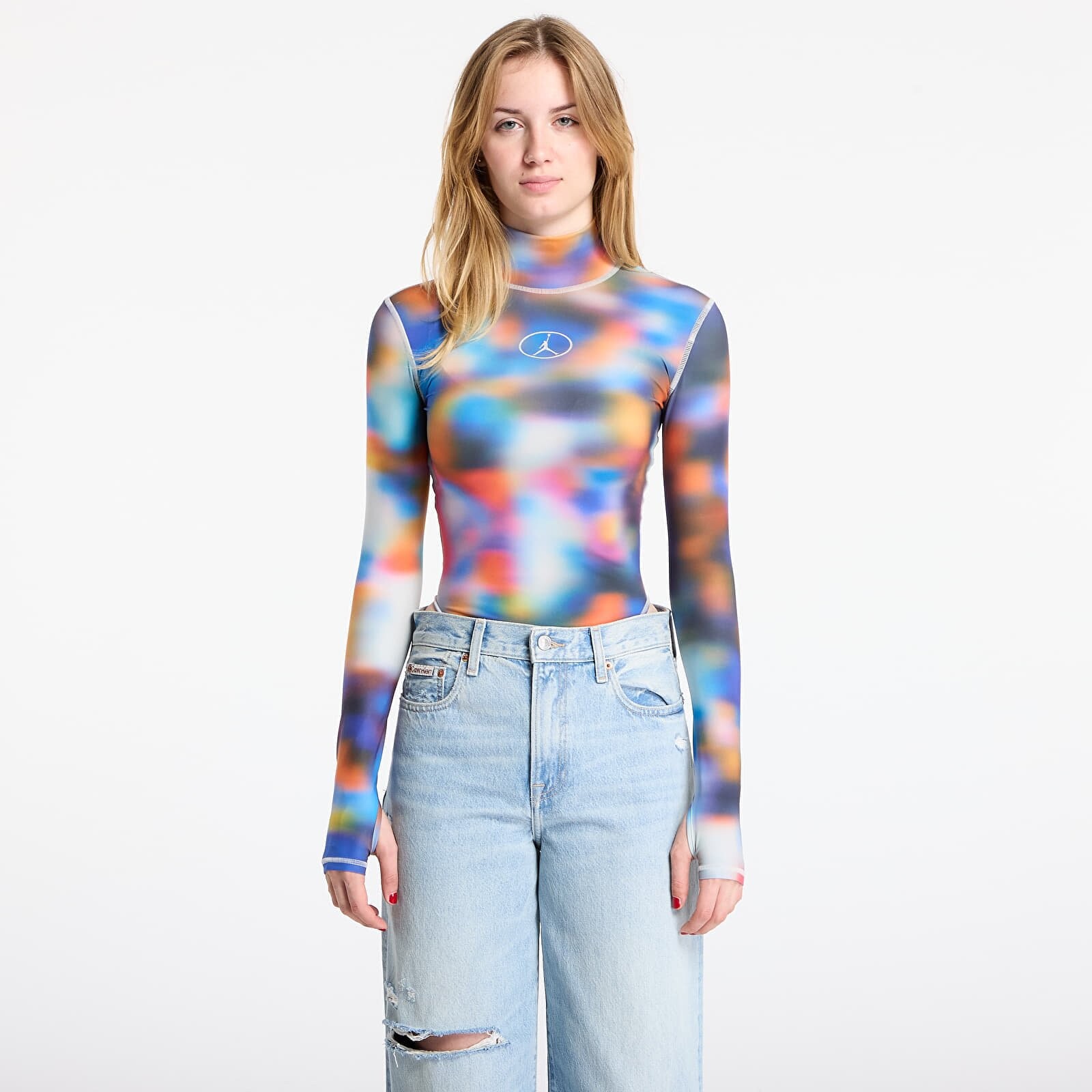 Jordan Flight Mountainside Women's Printed Long-Sleeve Bodysuit Pure Platinum XL