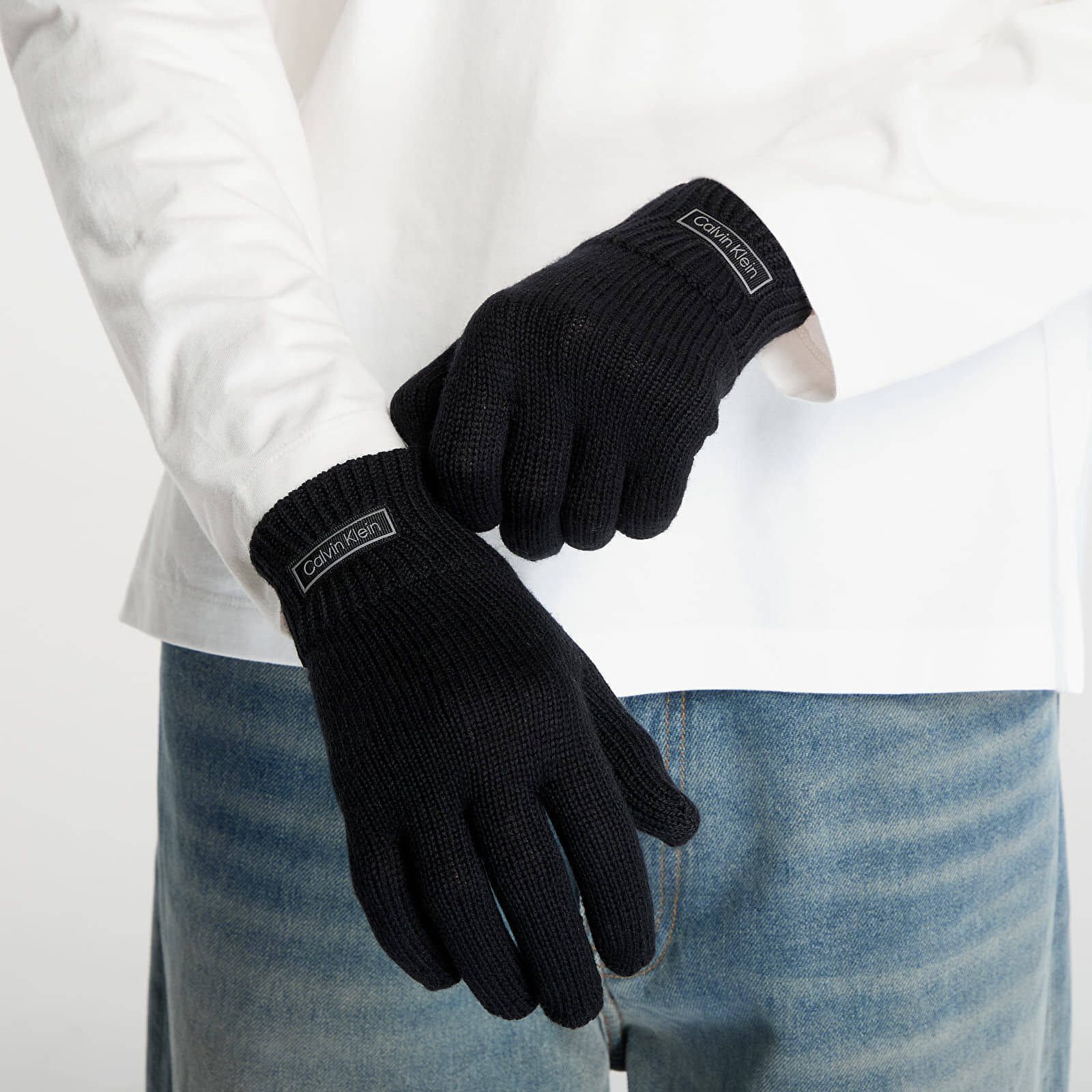 Gloves Calvin Klein Patch Wool Knitted Black Universal