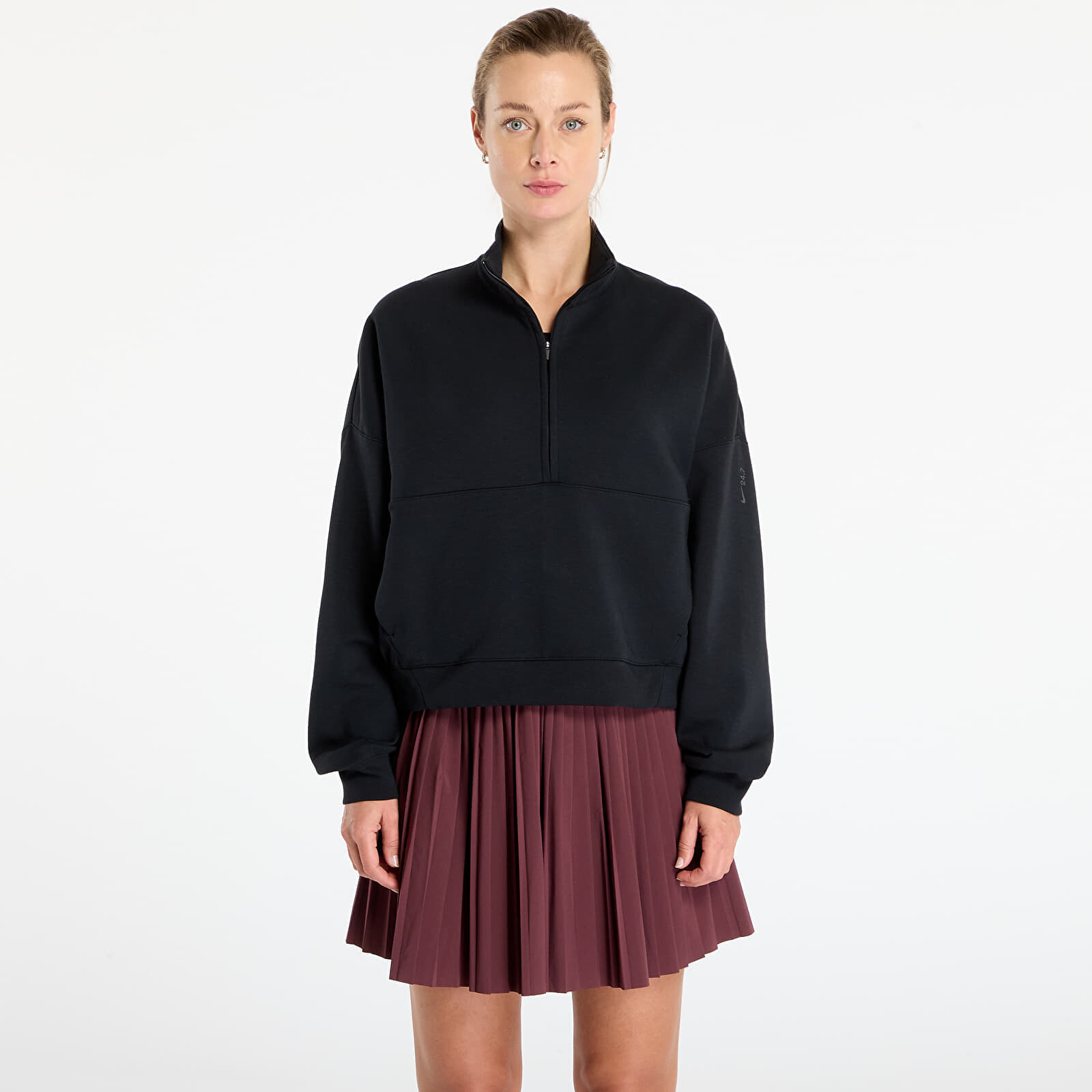 Sweatshirt Nike 24.7 ImpossiblySoft Women's Dri-FIT Oversized 1/2-Zip Top Black/ Dk Smoke Grey M