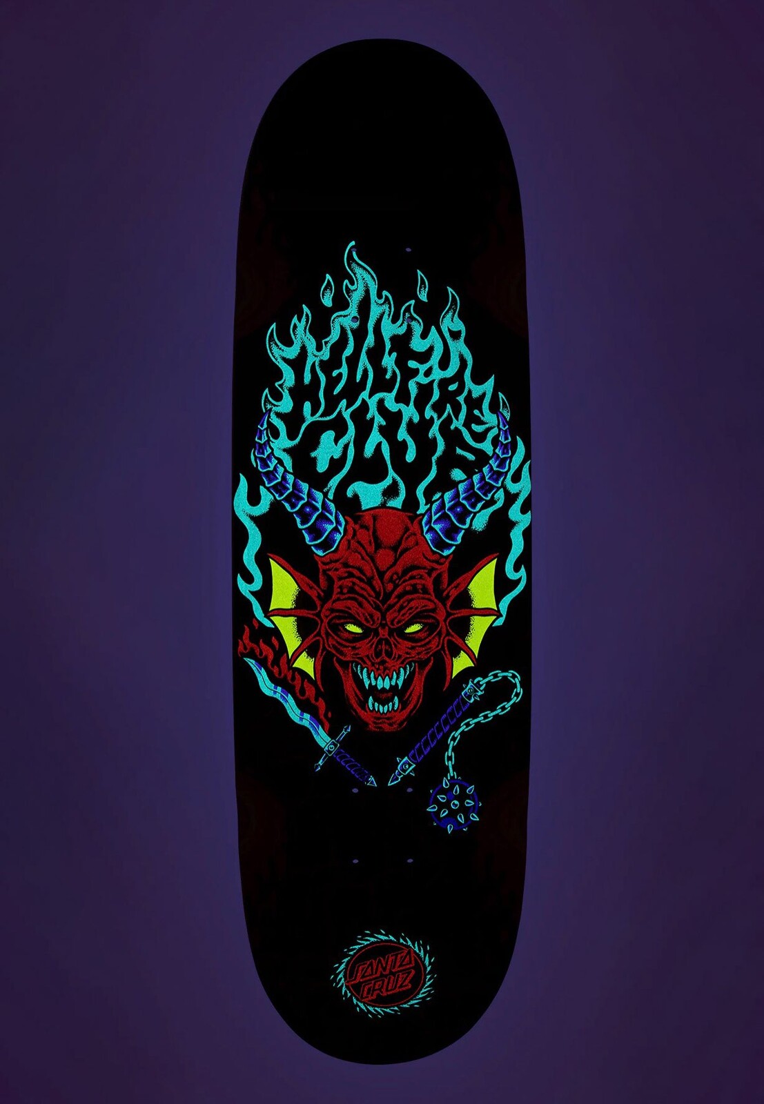 Santa Cruz x Stranger Things - Hellfire Club Flames 9.00 x 32.00 Inch - Skate Deck