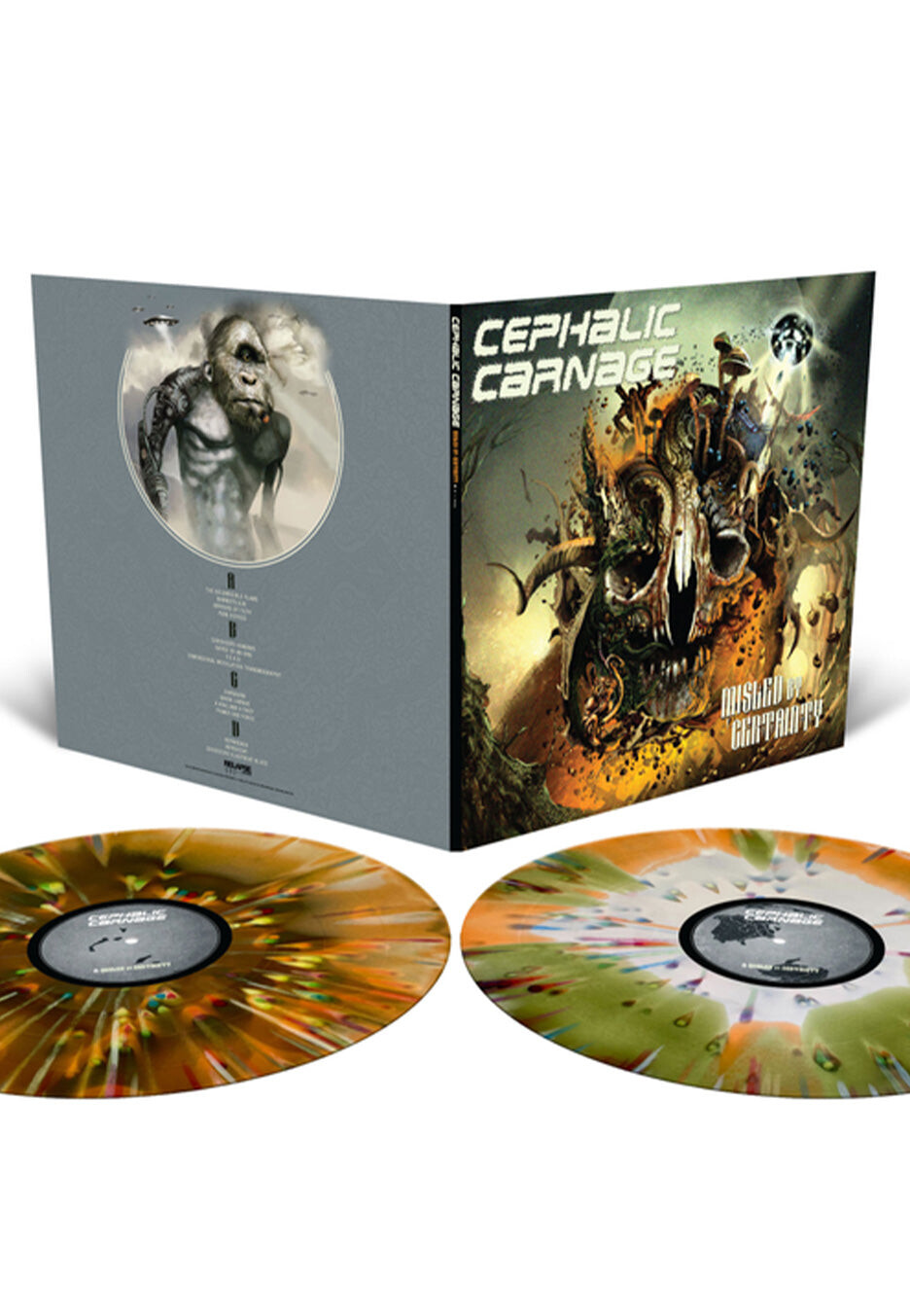Cephalic Carnage - Misled By Certainty Ltd. Swamp Green/Bone Tri Color w/ Custom Rainbow - Splattered Vinyl
