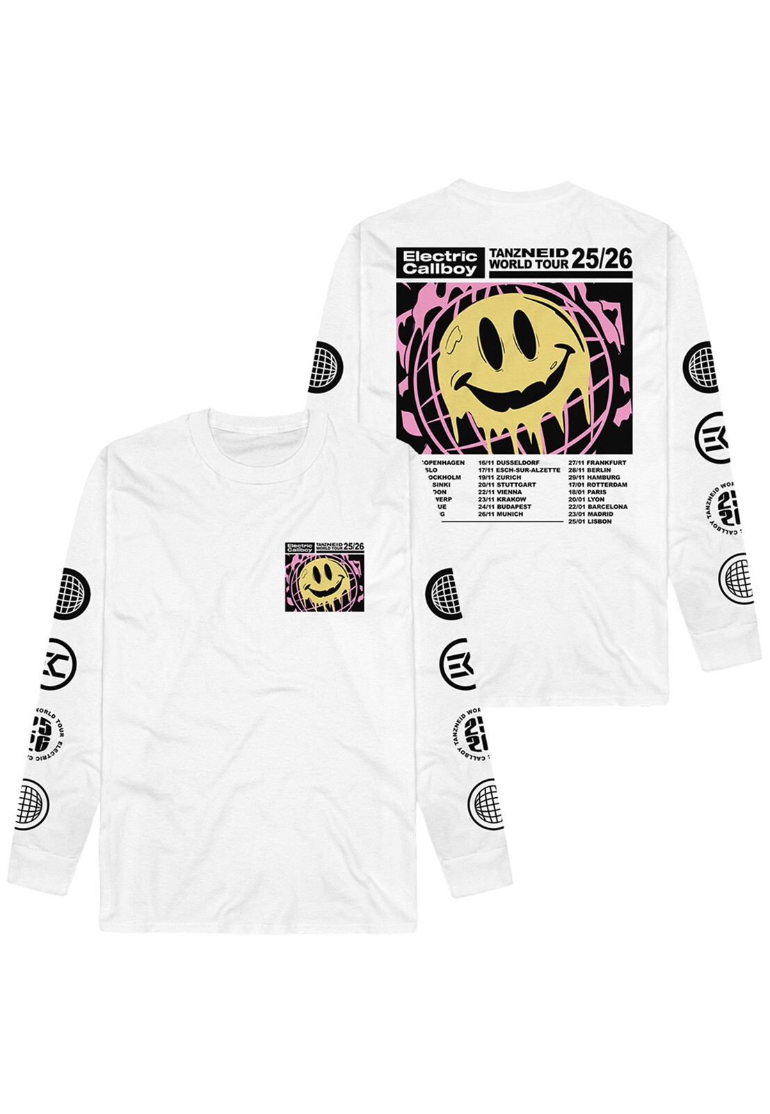 Electric Callboy - Tanzneid World Tour Smile White - Longsleeve - white - L - 50% Cotton, 50% Polyester,Jersey