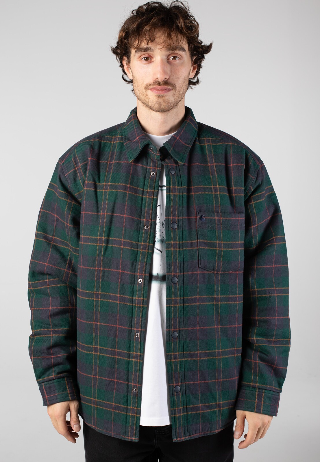 Carhartt WIP - Gargan Check Dark Fir - Jacket - green - L - Shell: 100% Cotton; Lining: 100% Nylon,gid://shopify/Metaobject/70677725421