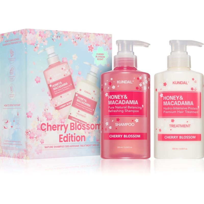 KUNDAL Honey & Macadamia Cherry Blossom Edition gift set for hair