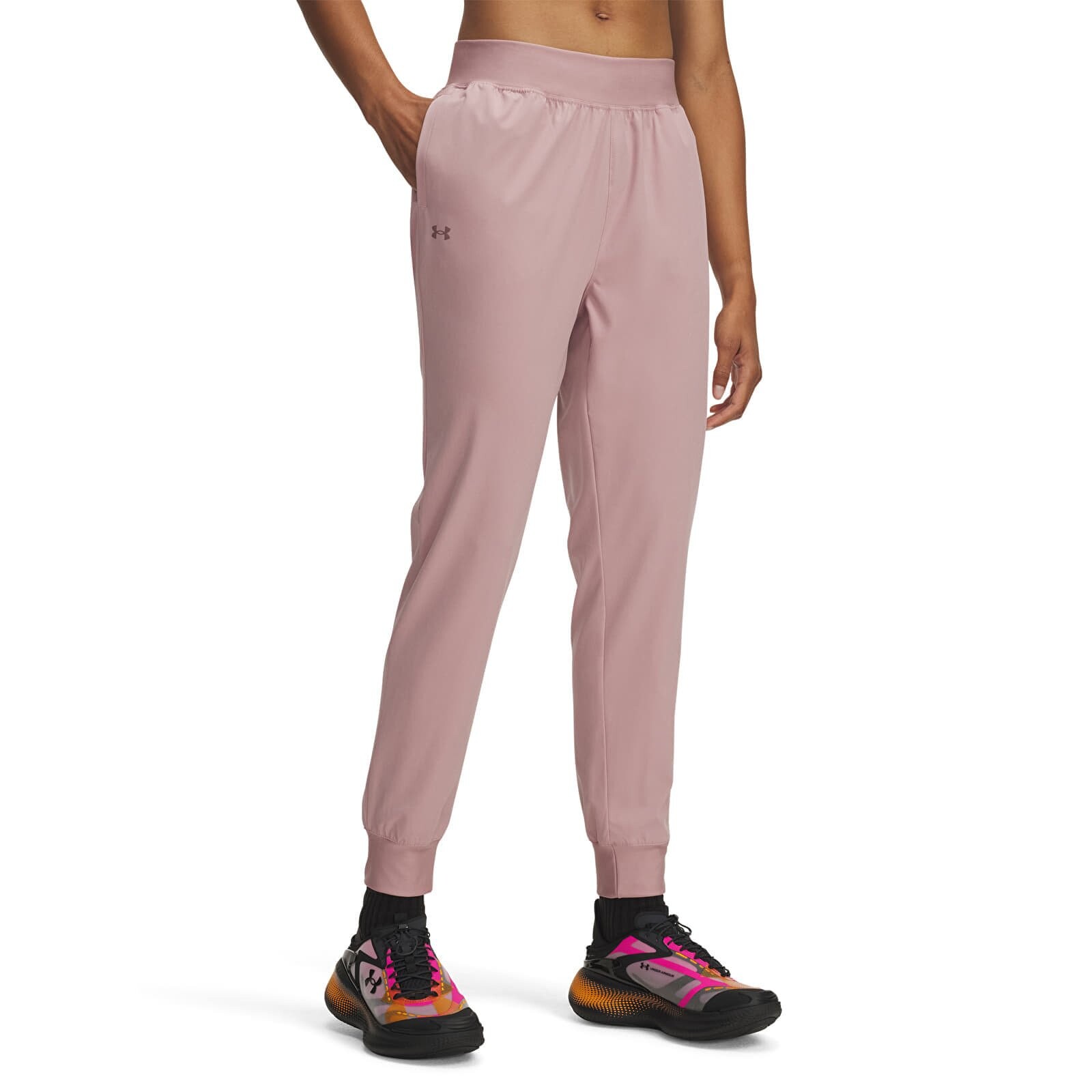 Pants Under Armour Rival Hi Rise Woven Pant Pink XS