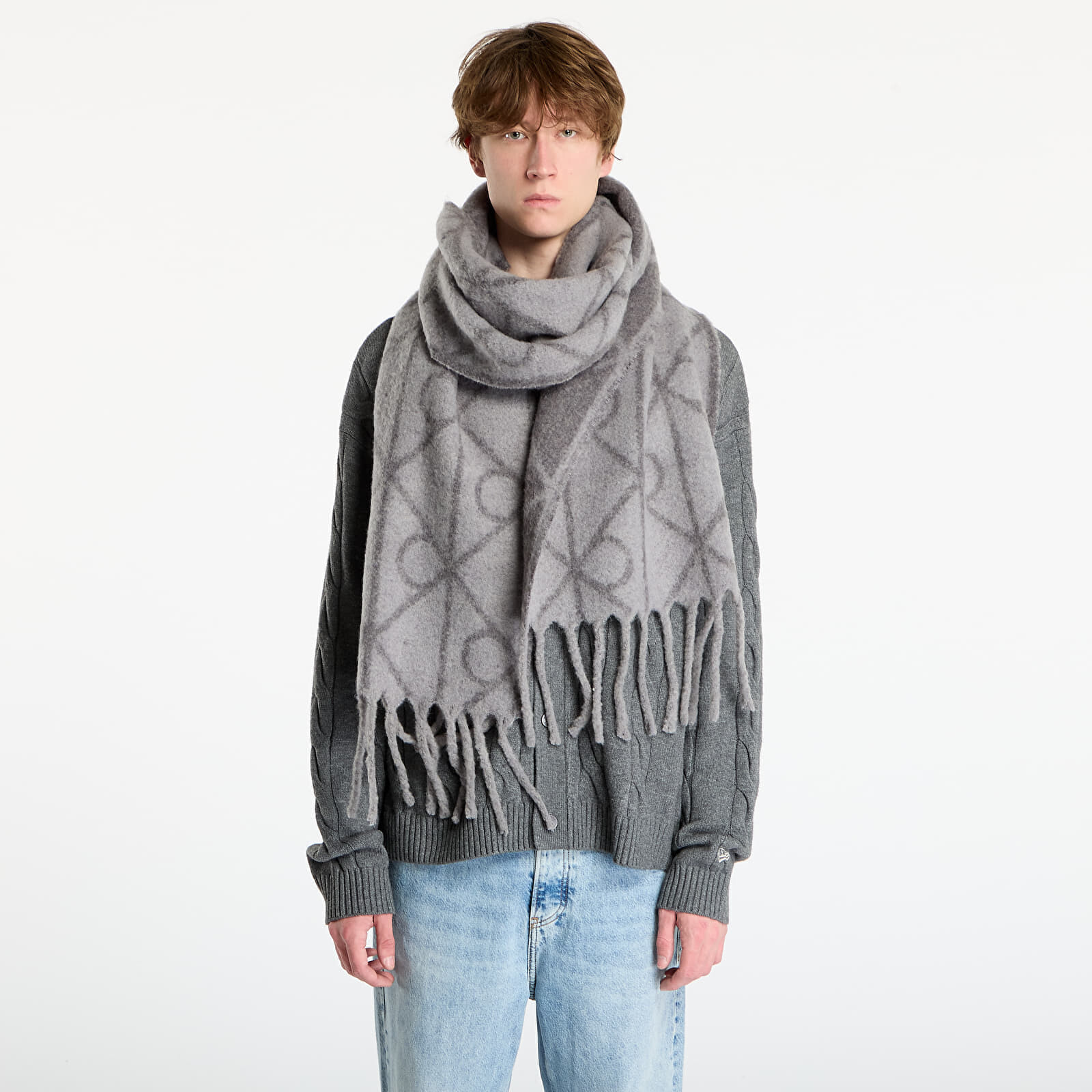 Calvin Klein Emblem Aop Brushed Scarf Grey Universal
