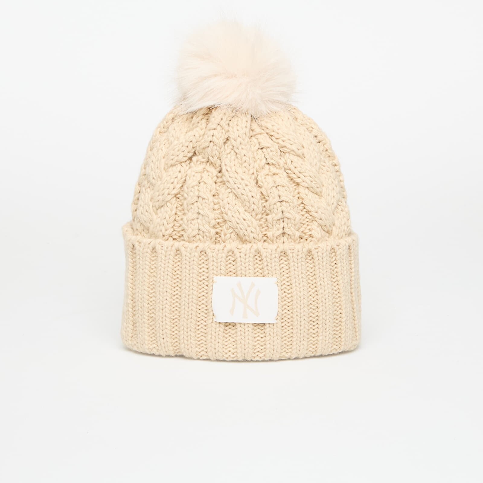 New Era New York Yankees MLB Light Beige Cable Knit Beanie Hat Stone Universal