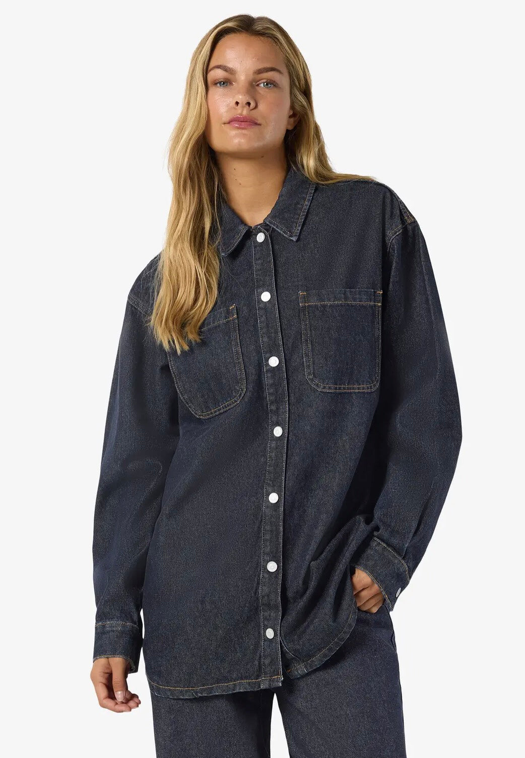 Noisy May - Alva Dark Blue Denim - Jeans Jacket - blue - L - 100% Cotton,Denim