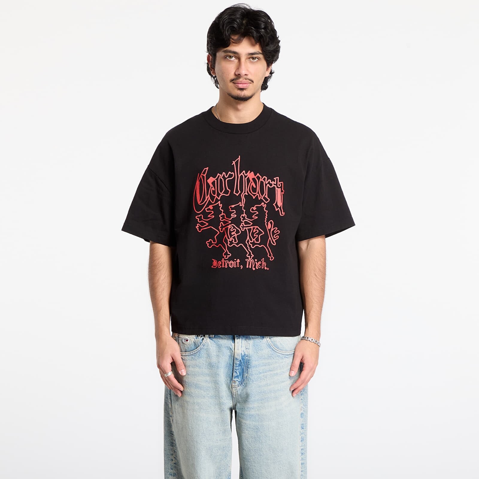 T-shirt Carhartt WIP S/S Hackwork T-Shirt UNISEX Black Heavy Stone Wash L