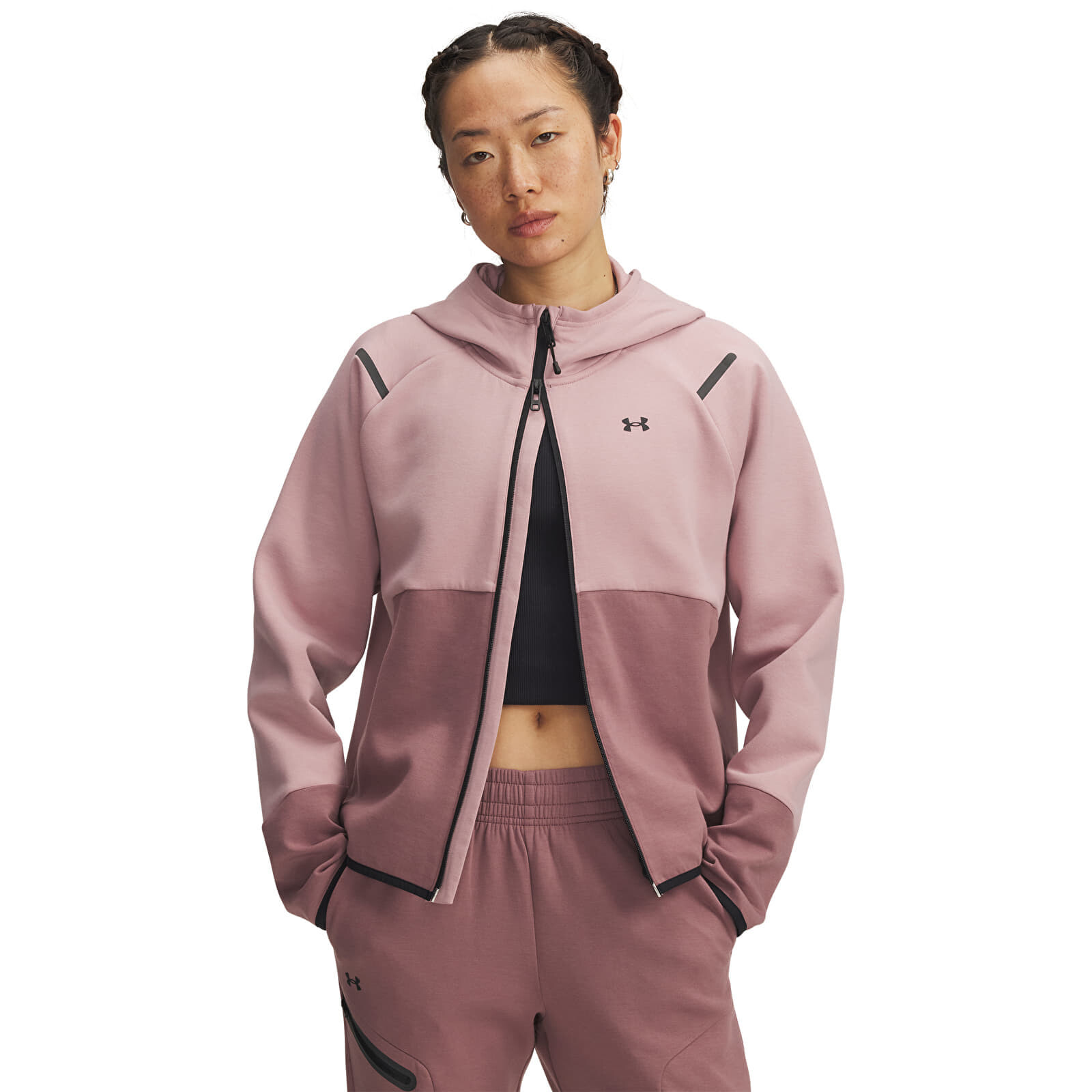 Sweatshirt Under Armour Unstoppable Fleece Fz Pink L