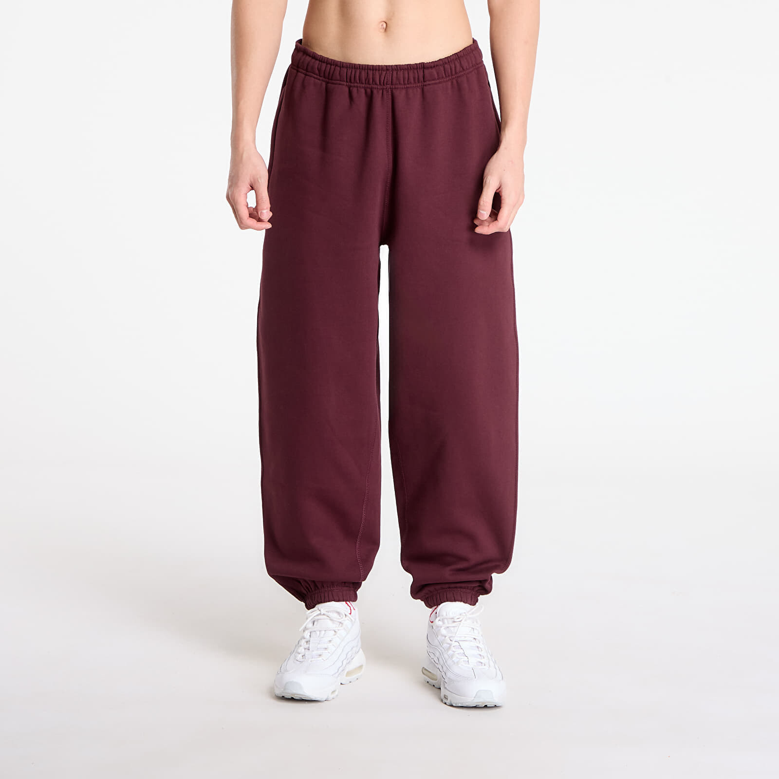 Pants Nike Solo Swoosh Men's Cuffed Fleece Pants Burgundy Crush/ Burgundy Crush/ White L