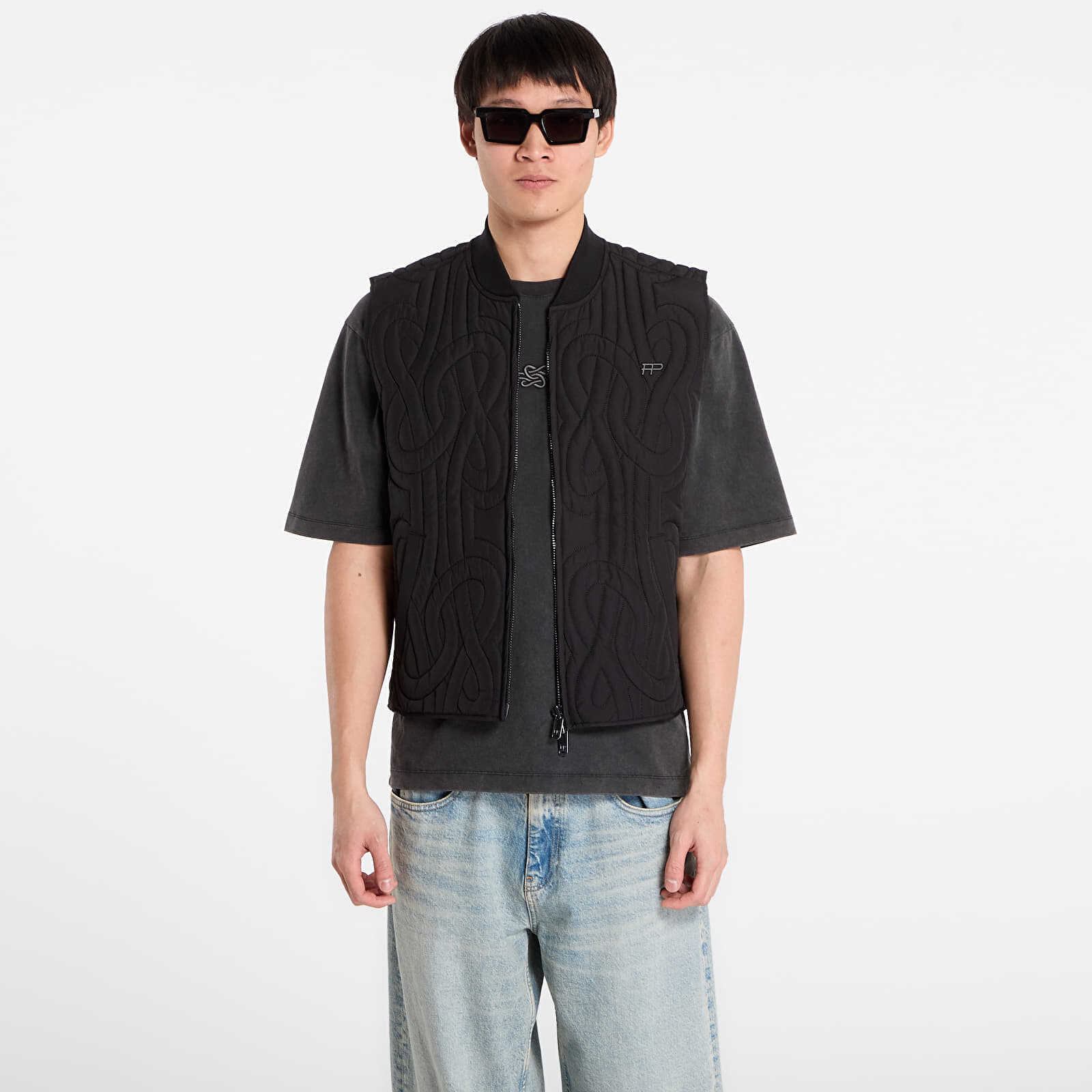 Vest Filling Pieces Quilted Vest Black L