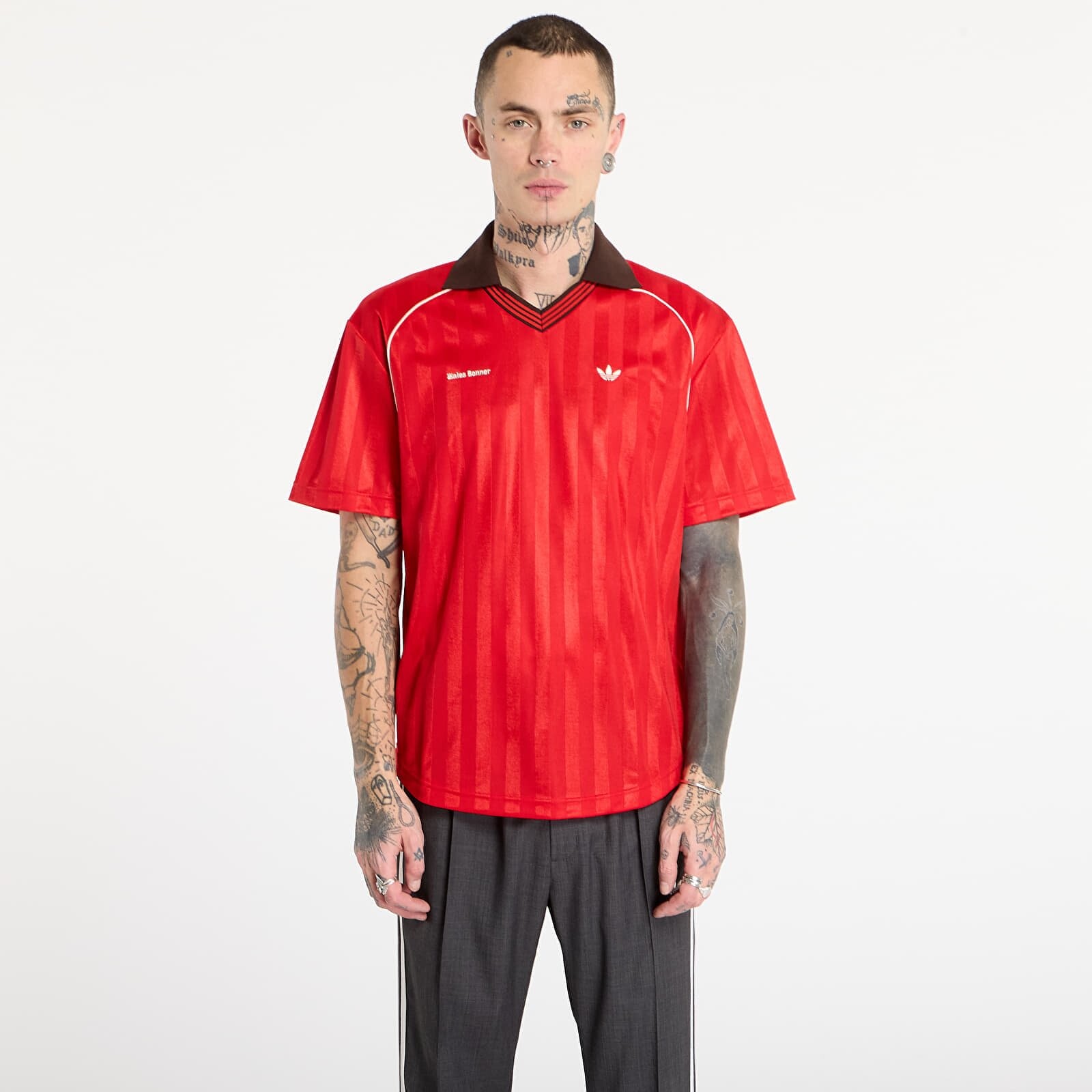 T-shirt adidas x Wales Bonner Football T-Shirt UNISEX Better Scarlet/ Green/ Better Scarlet XL