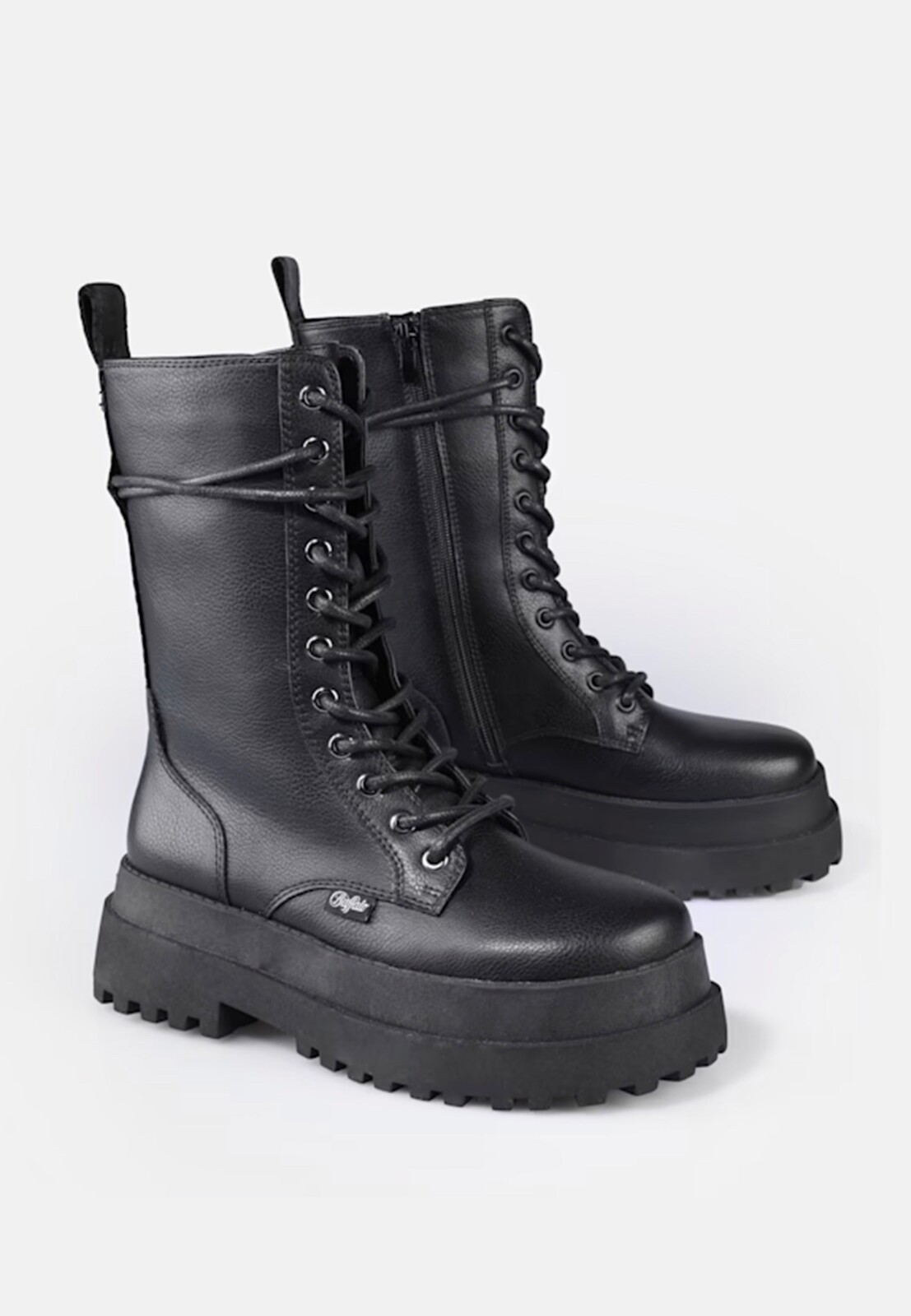 Buffalo - Pluto Lace Up Mid Vegan Nappa Black - Girl Shoes - black - EU 36 - Synthetic/Textile/Rubber