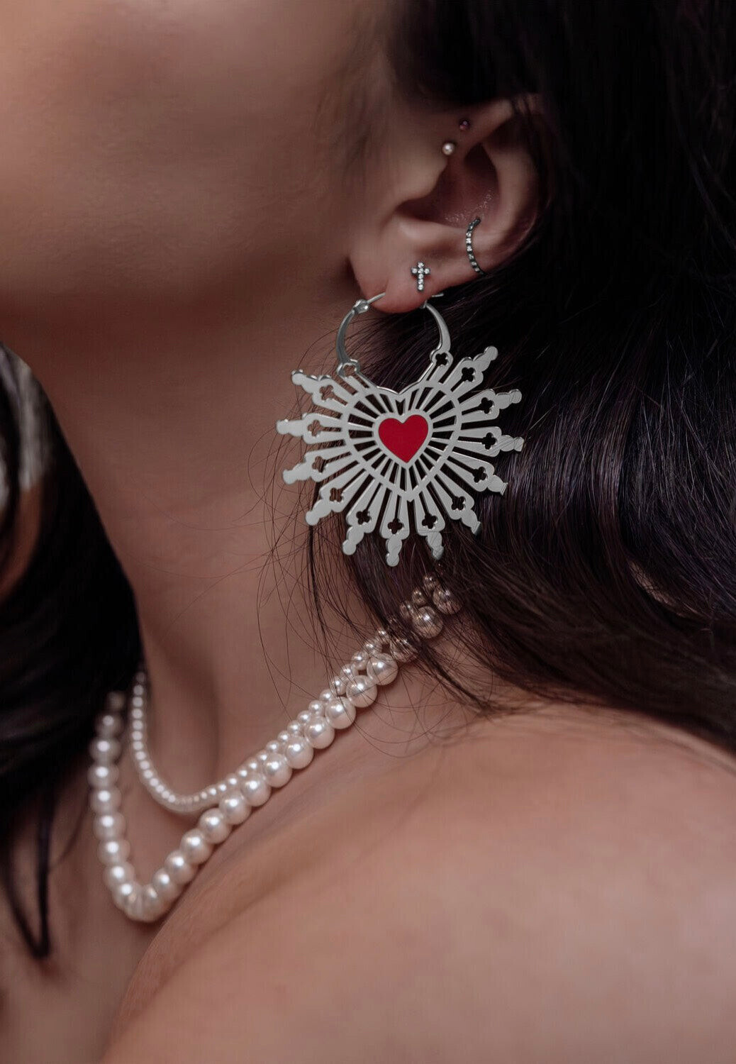 Wildcat - Sacred Heart Silver - Earrings - gid://shopify/Metaobject/123897774317 - Onesize - Steel 316L