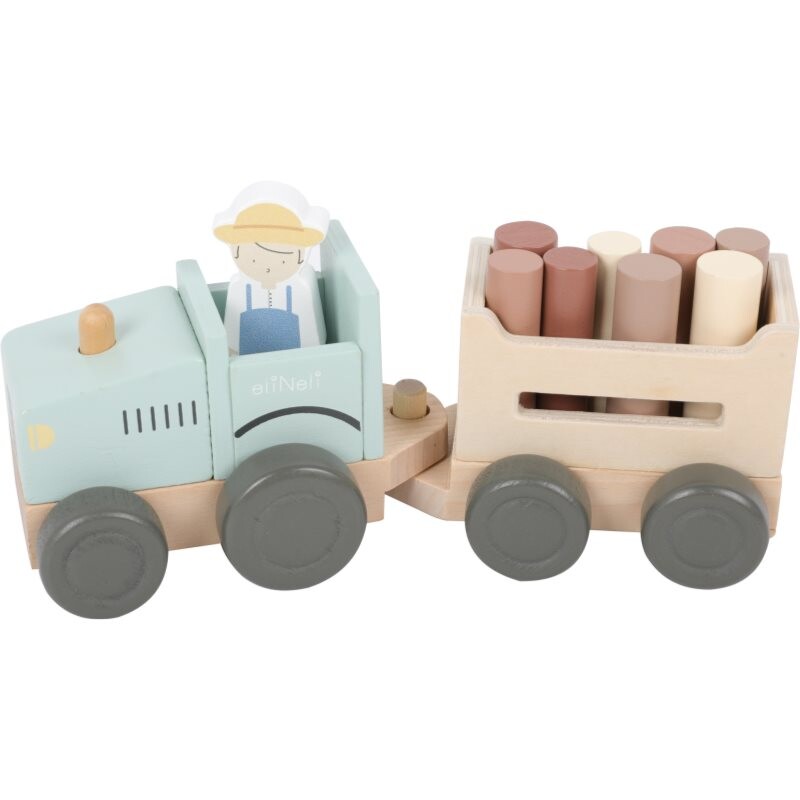 eliNeli Wooden Tractor Farm toy wooden for children 18m+ 10 pc
