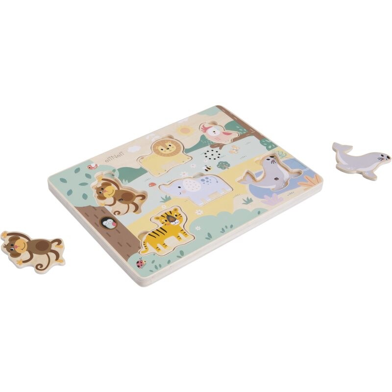 eliNeli Sound Puzzle Animals activity puzzle toy wooden 18m+ 7 pc