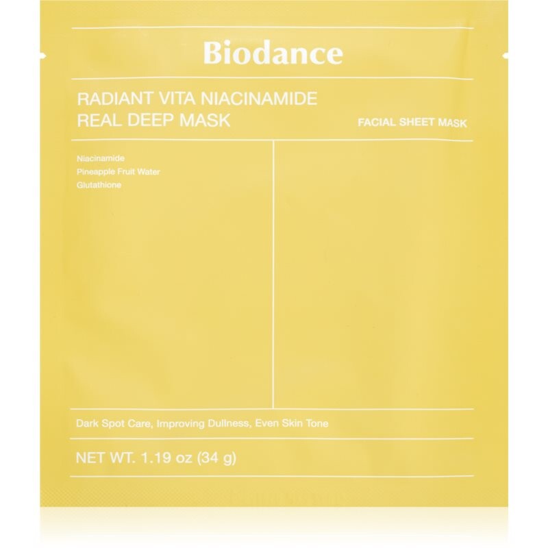 Biodance Radiant Vita Niacinamide Real Deep Mask brightening face mask to even out skin tone 1 pc