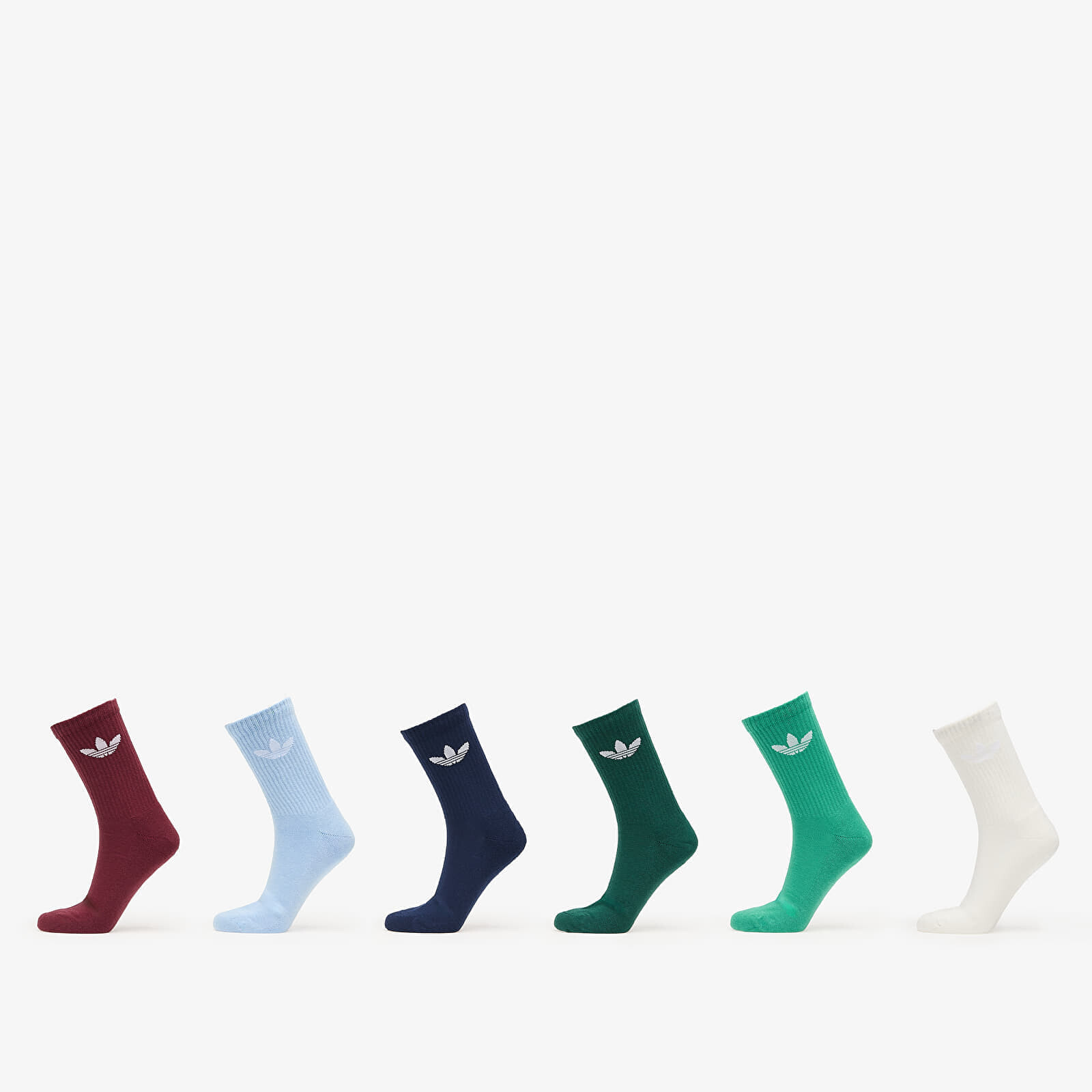 adidas Trefoil Crew Sock Cushion 6-Pack Off White/ Semi Court Green/ Collegiate Green M