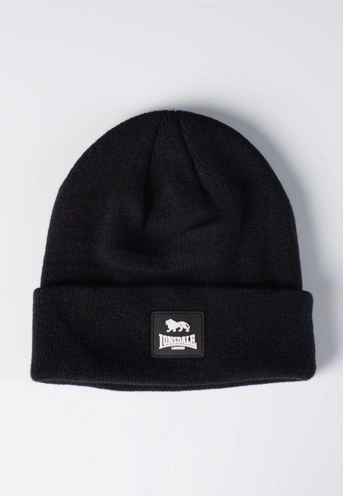 Lonsdale - Cuff Rubber Badge Black - Beanie