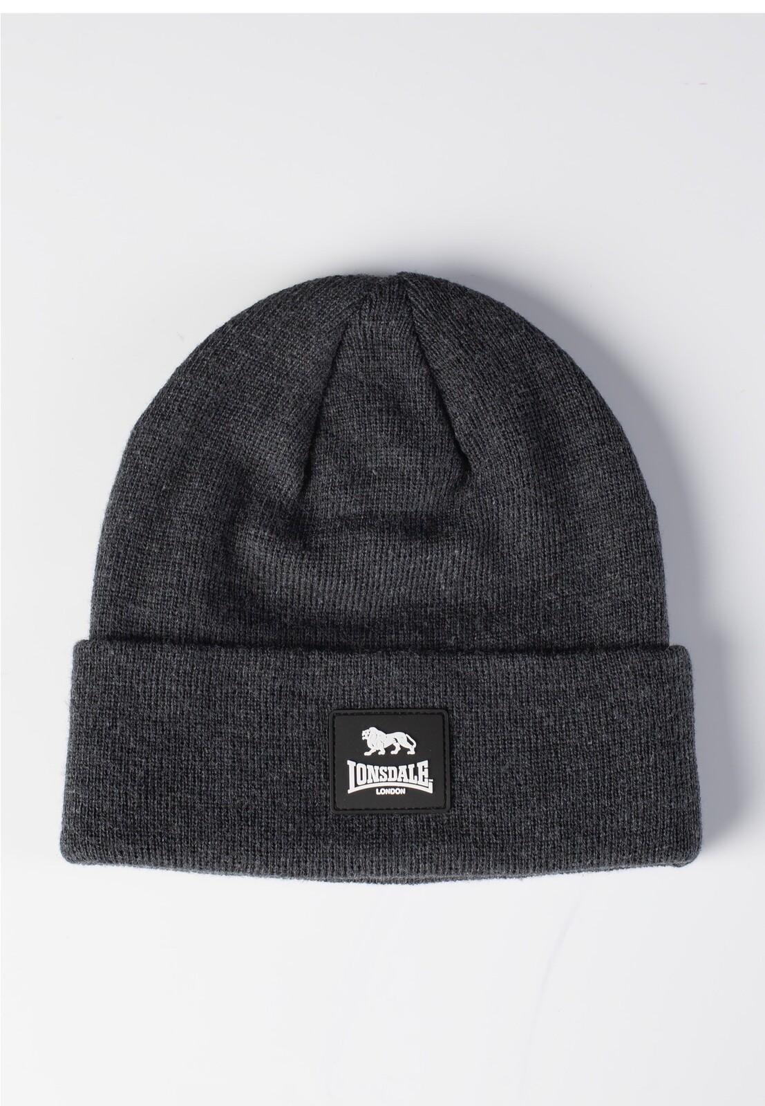 Lonsdale - Cuff Rubber Badge Dark Grey Melange - Beanie