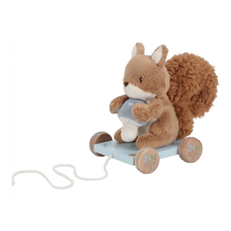 Little Dutch Forest Friends Pull Along Squirrel squeaky toy 18 m+ Blue 1 pc