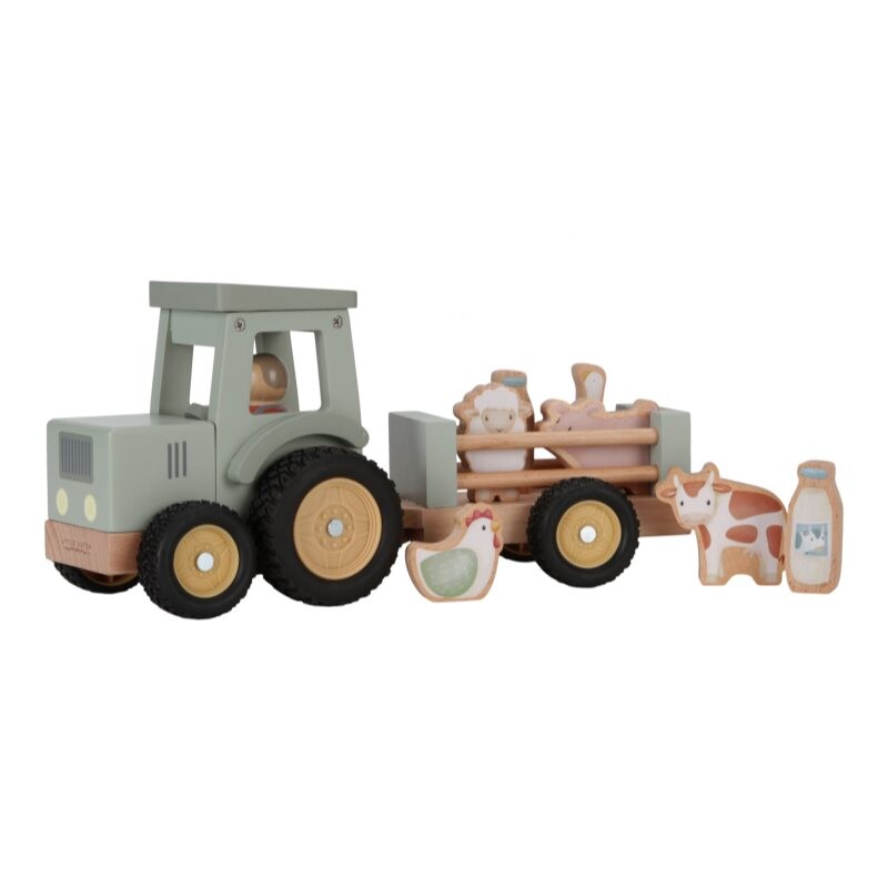 Little Dutch Little Farm Tractor with Trailer toy wooden 18 m+ 1 pc