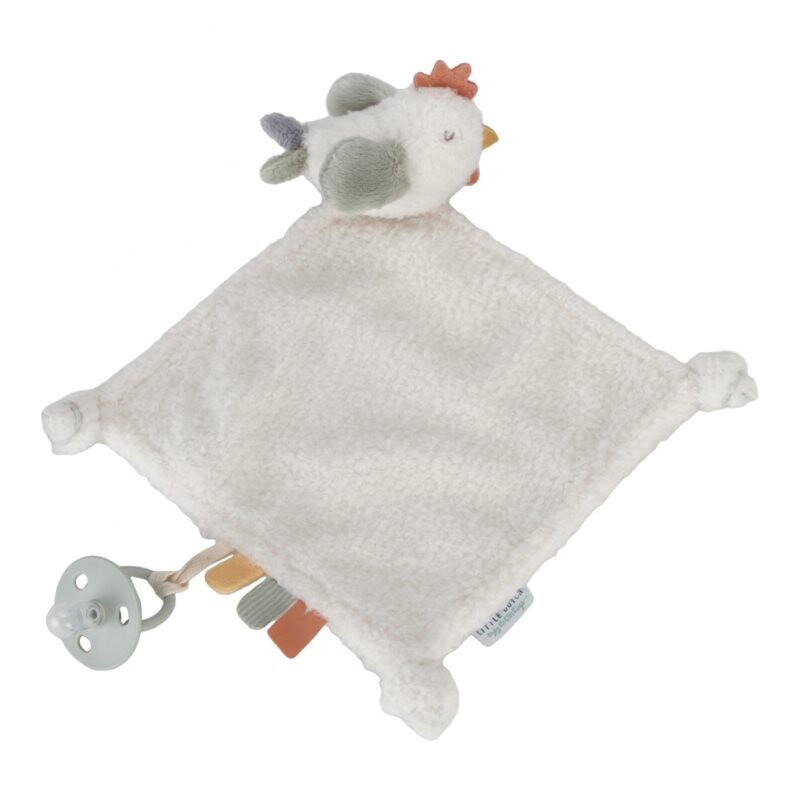 Little Dutch Little Farm Cuddle Cloth Chicken snuggle blanket with clip 1 pc