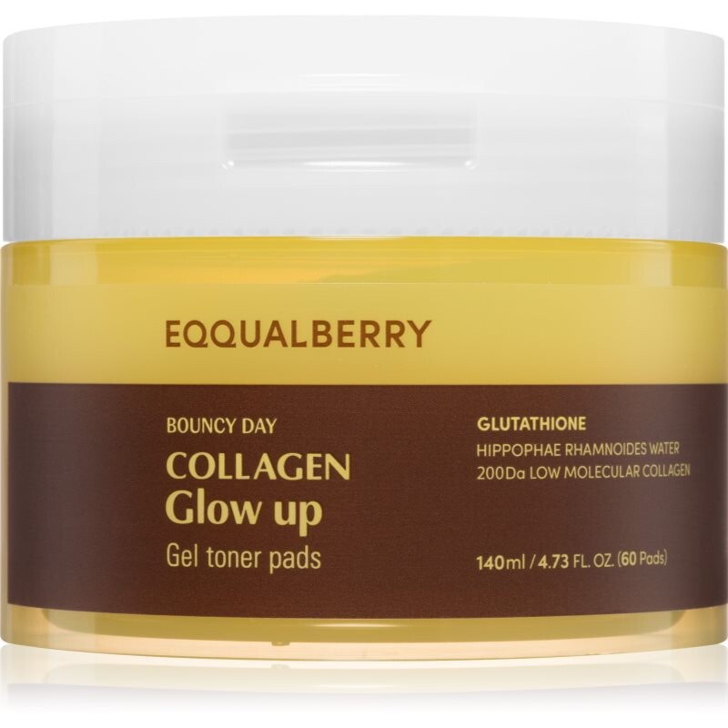 EQQUALBERRY Collagen Glow Up Gel Toner Pads toner pads with a brightening effect 60 pc