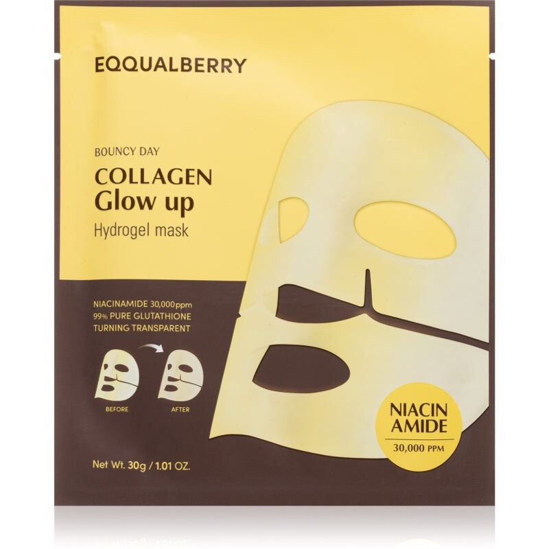 EQQUALBERRY Collagen Glow Up Hydrogel Mask brightening and moisturising sheet mask with gel consistency 30 g