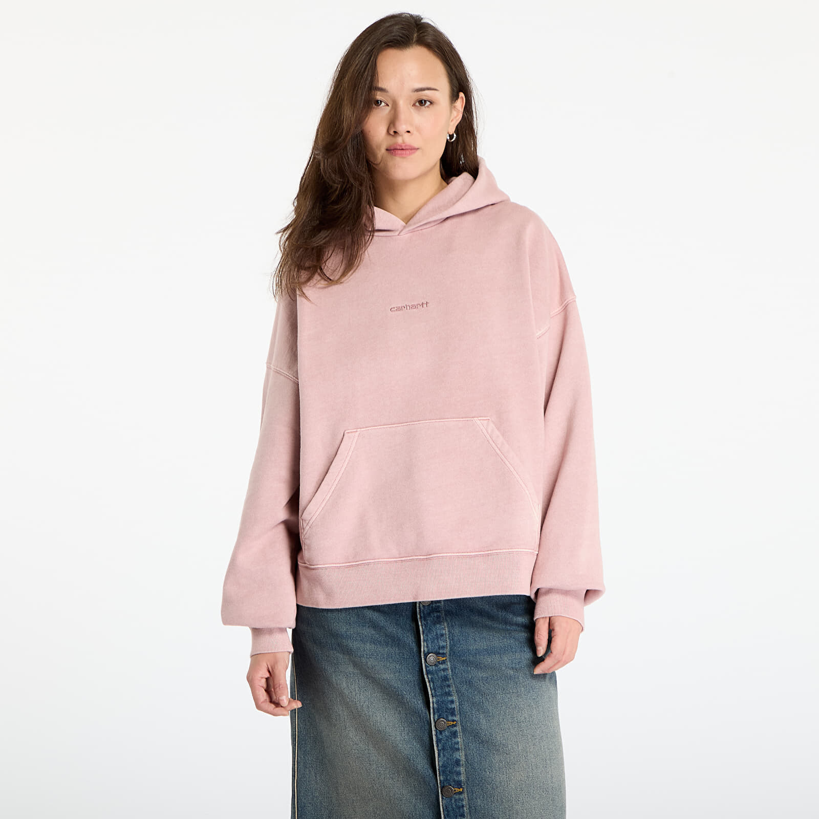 Sweatshirt Carhartt WIP W' Hooded Benton Sweat Glassy Pink Garment Dyed S