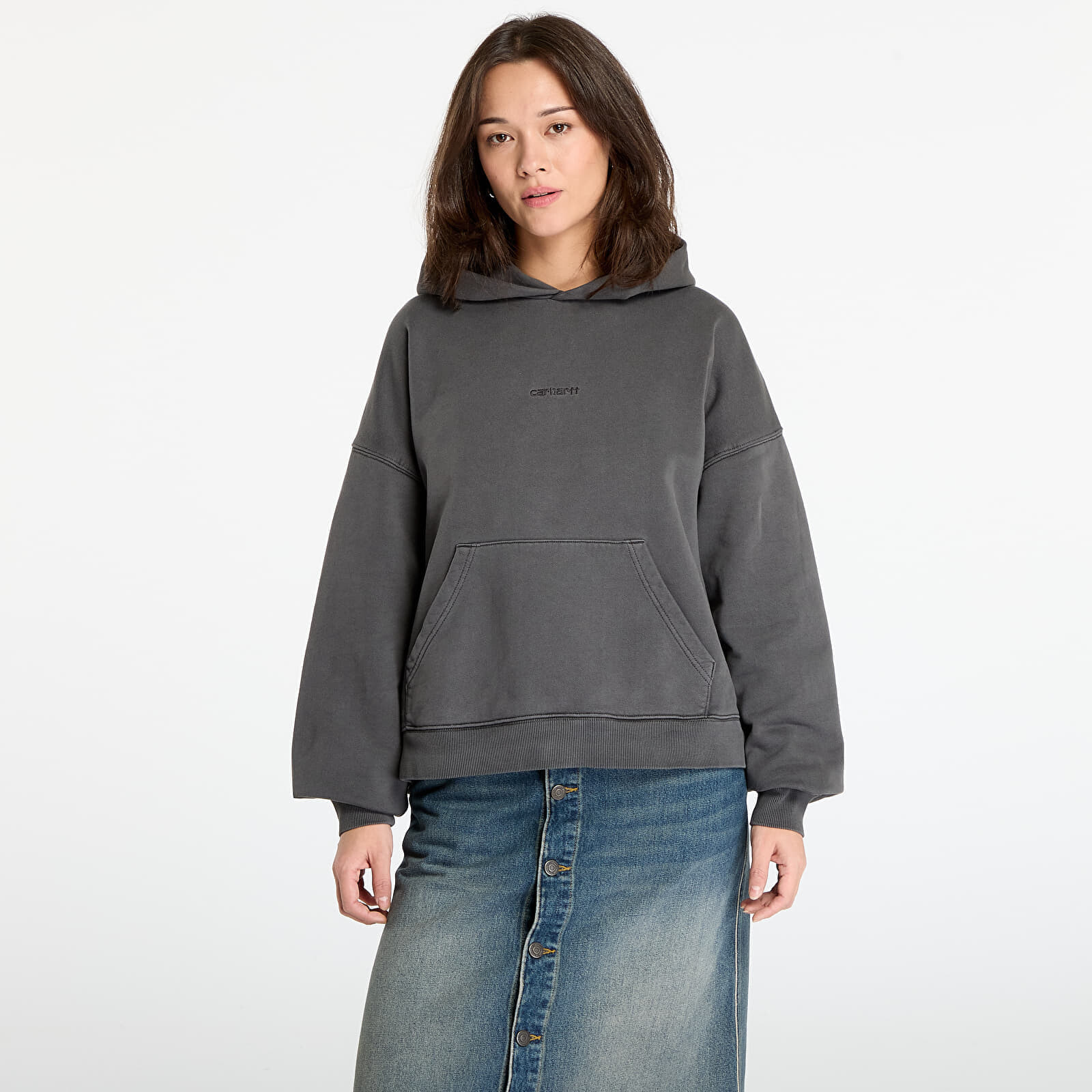 Sweatshirt Carhartt WIP W' Hooded Benton Sweat Graphite Garment Dyed XS